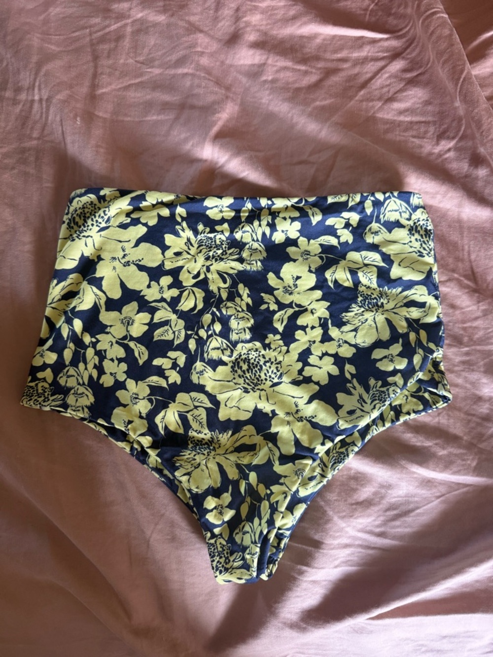 Acacia Swimwear Spring 2026 Navy Bikini Bottoms with Yellow Floral Print